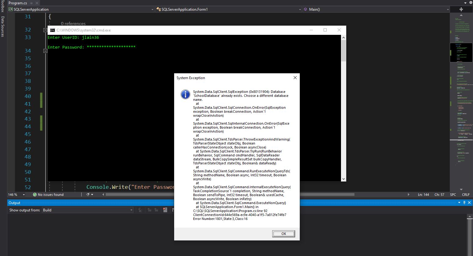 Database Already Exists Error