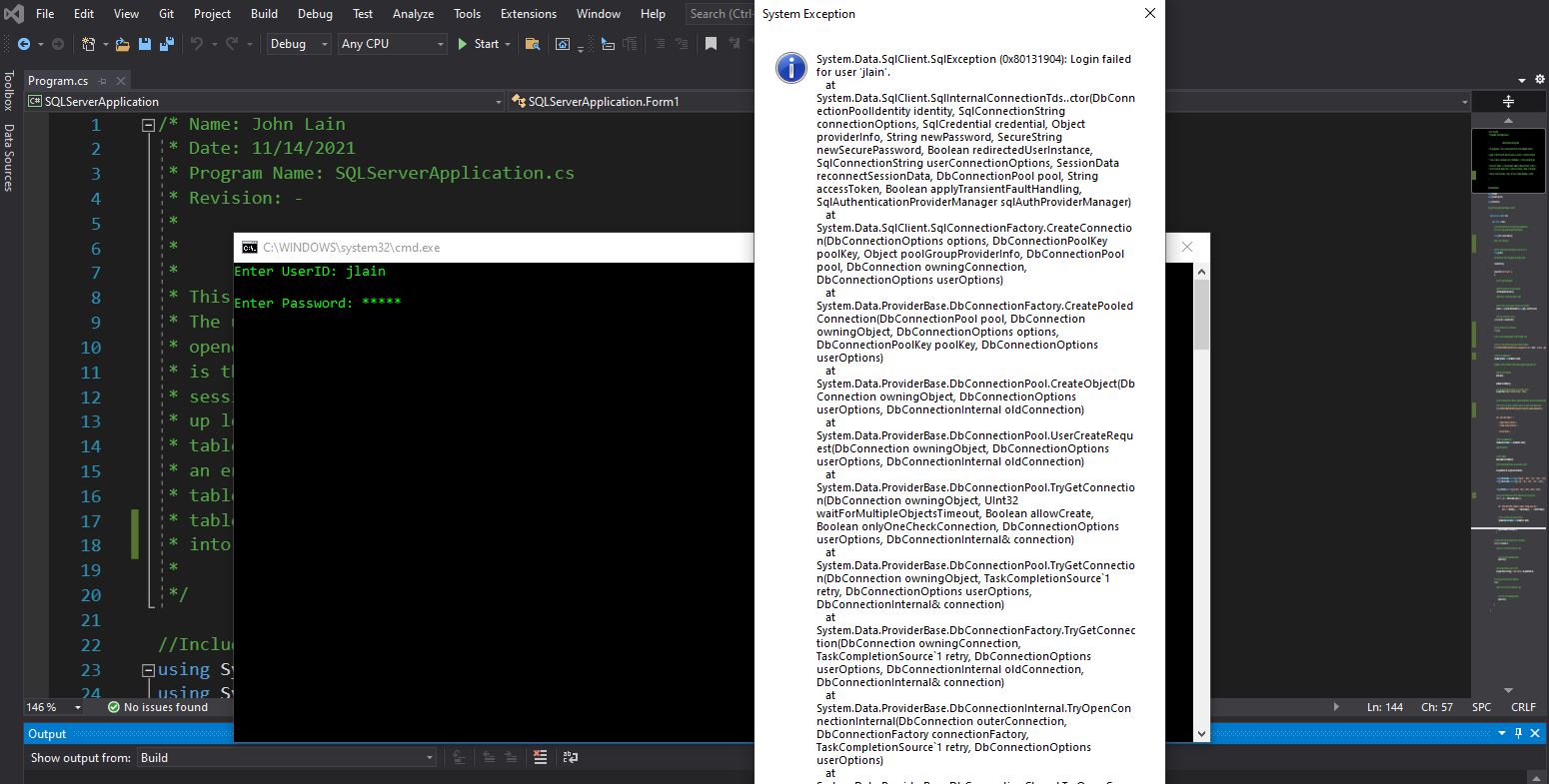 Database Secure Authentication Failed